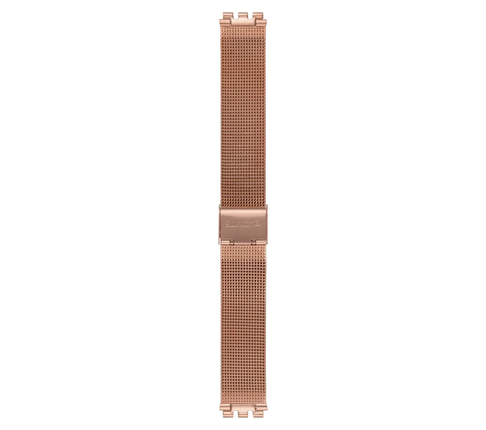 Cinturino a maglia Skin in acciaio inossidabile con finitura PVD oro rosa