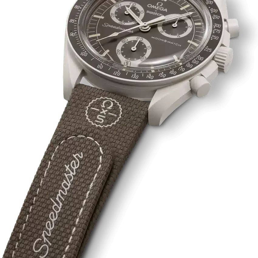Cinturino in gomma MoonSwatch marrone scuro/sabbia