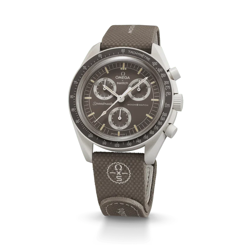 Cinturino in gomma MoonSwatch marrone scuro/sabbia