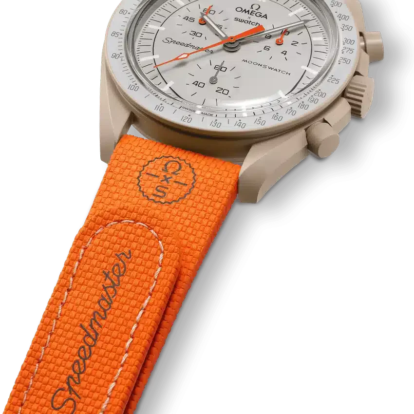 Cinturino MoonSwatch in gomma arancione/sabbia
