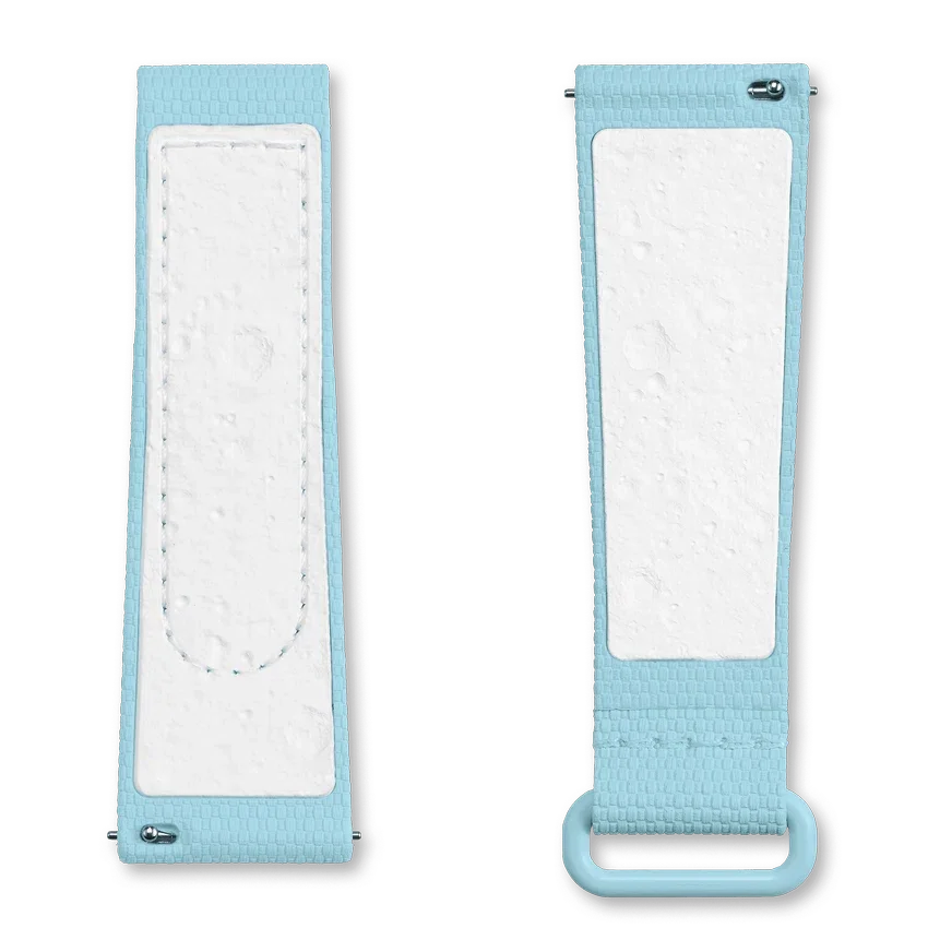 Cinturino MoonSwatch in gomma azzurro/bianco