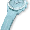 Cinturino MoonSwatch in gomma azzurro/bianco