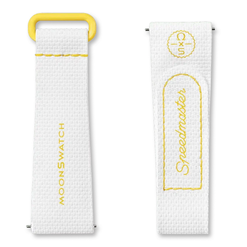 Cinturino MoonSwatch in gomma bianco/giallo