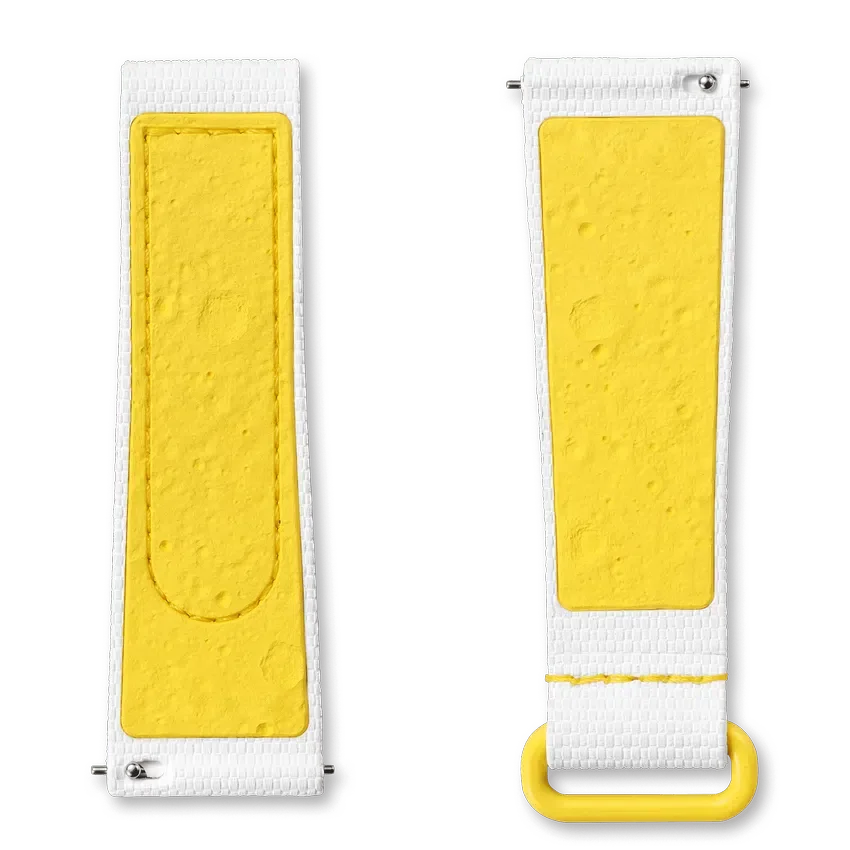 Cinturino MoonSwatch in gomma bianco/giallo