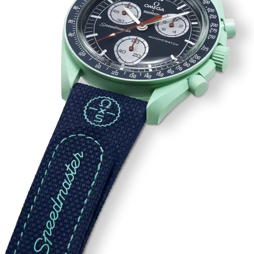 Cinturino MoonSwatch in gomma blu scuro/verde
