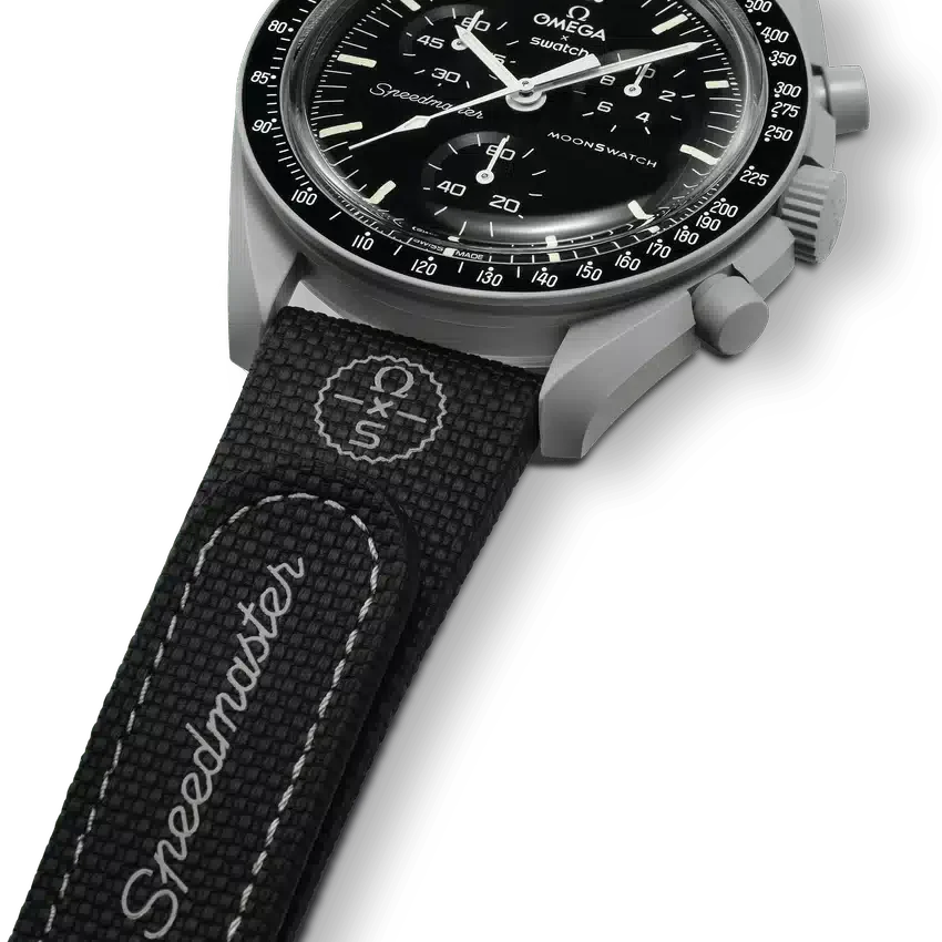 Cinturino MoonSwatch in gomma nero/grigio