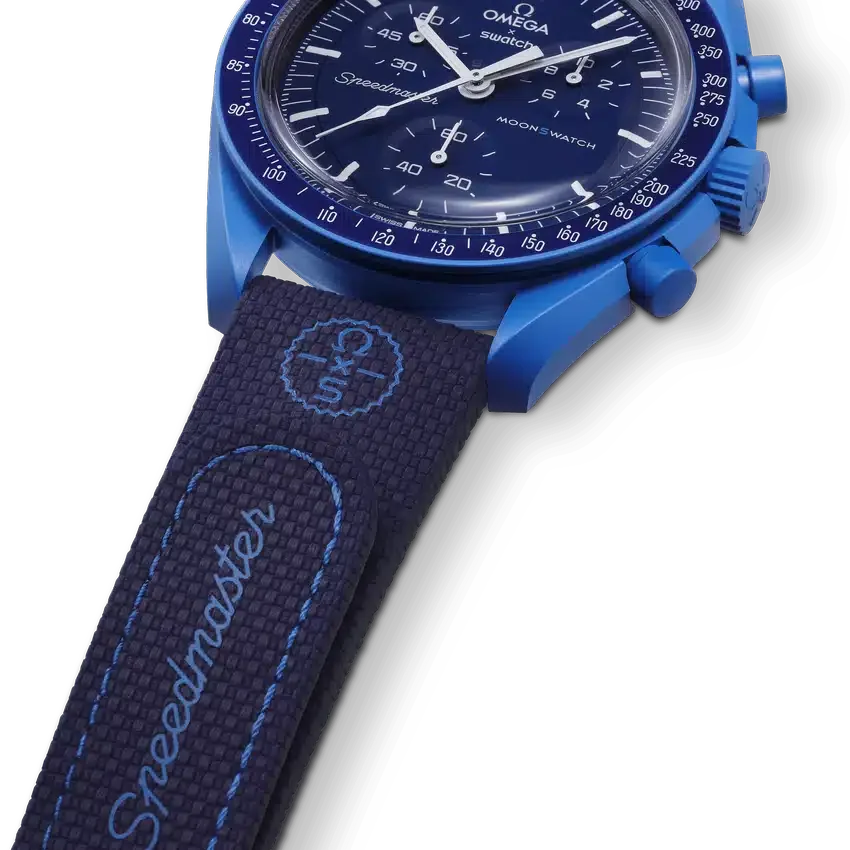 MoonSwatch in gomma blu navy/blu