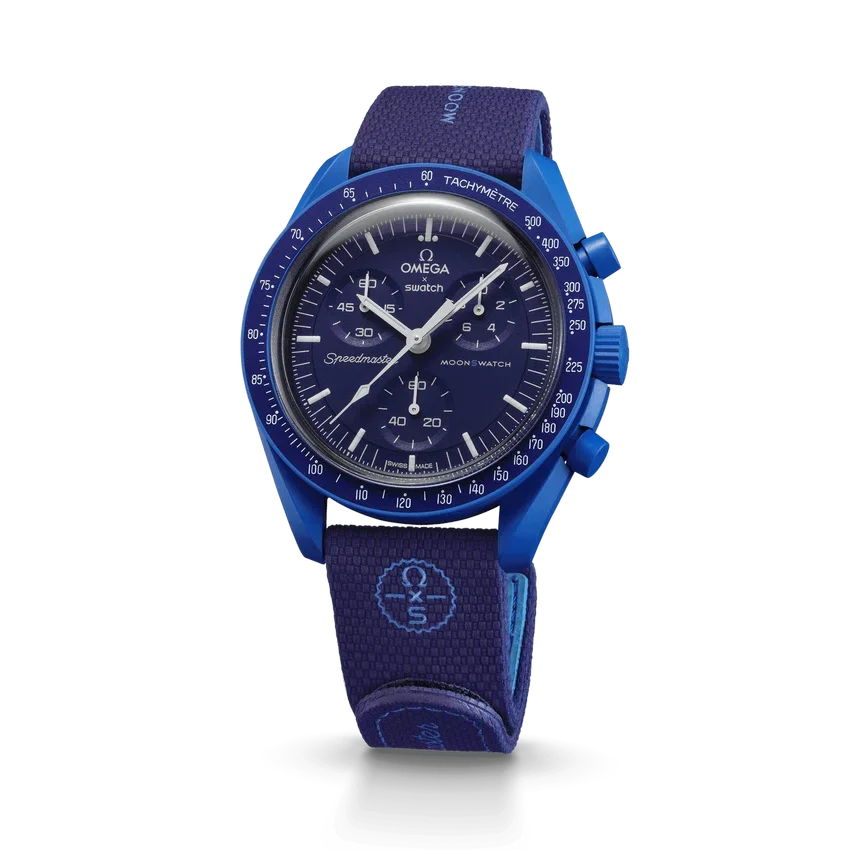 MoonSwatch in gomma blu navy/blu