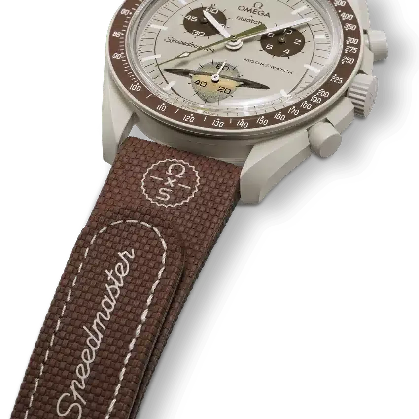 MoonSwatch in gomma marrone/beige