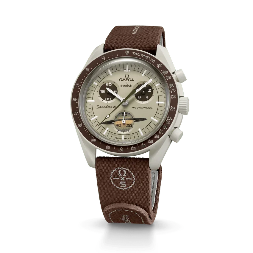 MoonSwatch in gomma marrone/beige