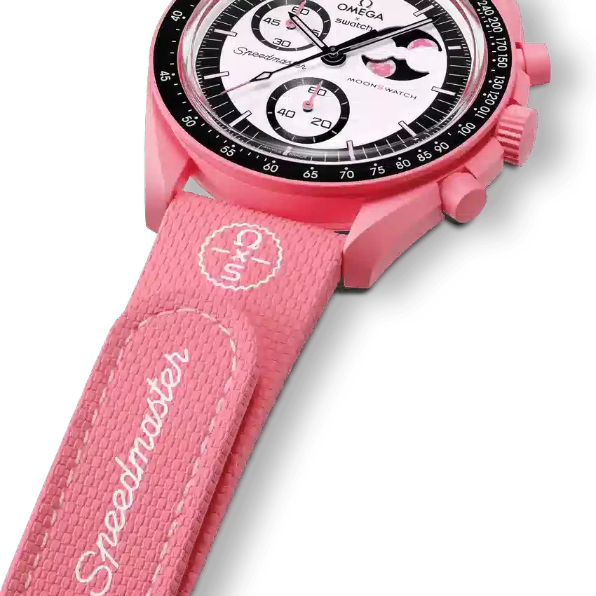MoonSwatch rosa/gomma rosa