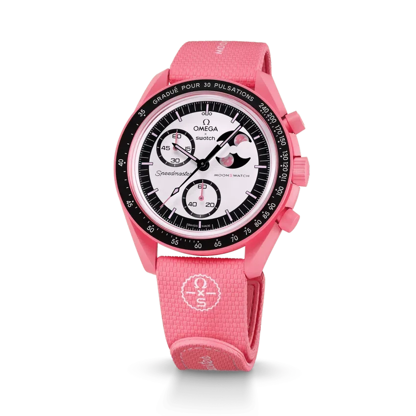 MoonSwatch rosa/gomma rosa